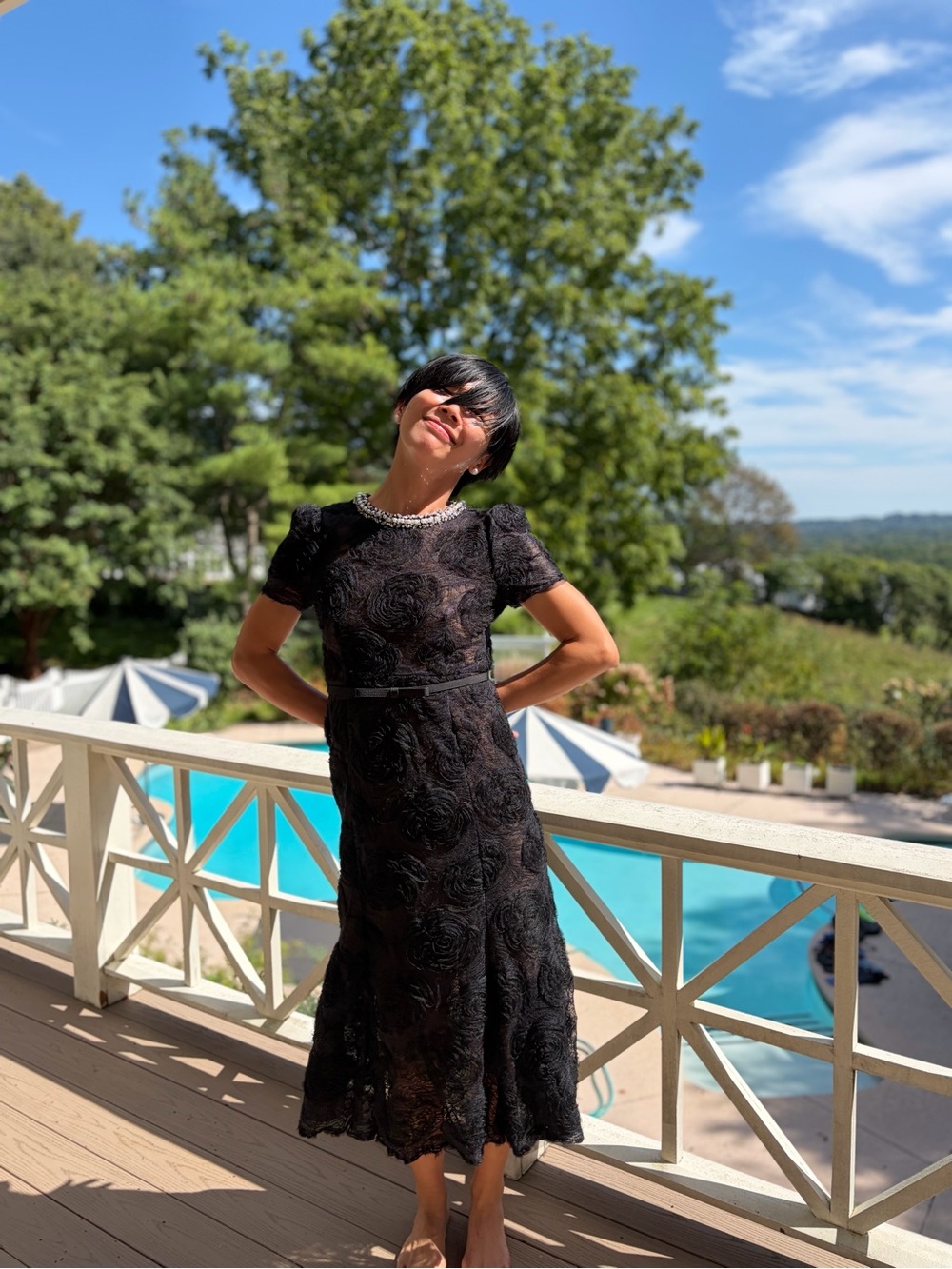 🔥CLEARANCE🔥 NWOT Self-Portrait Black Floral Textured Midi Dress, Size US 8